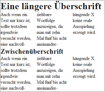 column-span trennt die Inhalte und stellt vor und hinter dem Element jeweils die Spalten an