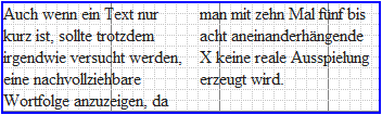 Screenshot eines zweispaltigen Layouts, das per columns gesetzt ist.